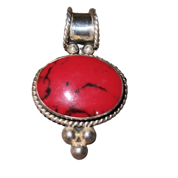 ATI Jewelry - Vintage Mexico ATI  Red Jasper & Sterling Silver  Pendant